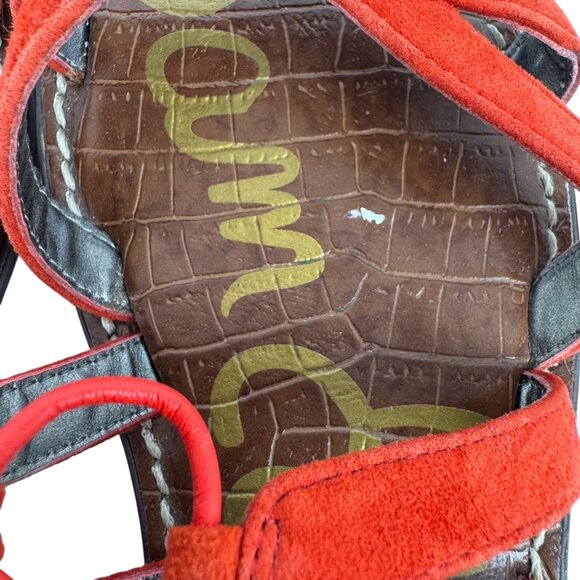 Sam Edelman Gemma Sandals Red Leather Gladiator Lace Up 8M Casual Boho Summer - Picture 8 of 10